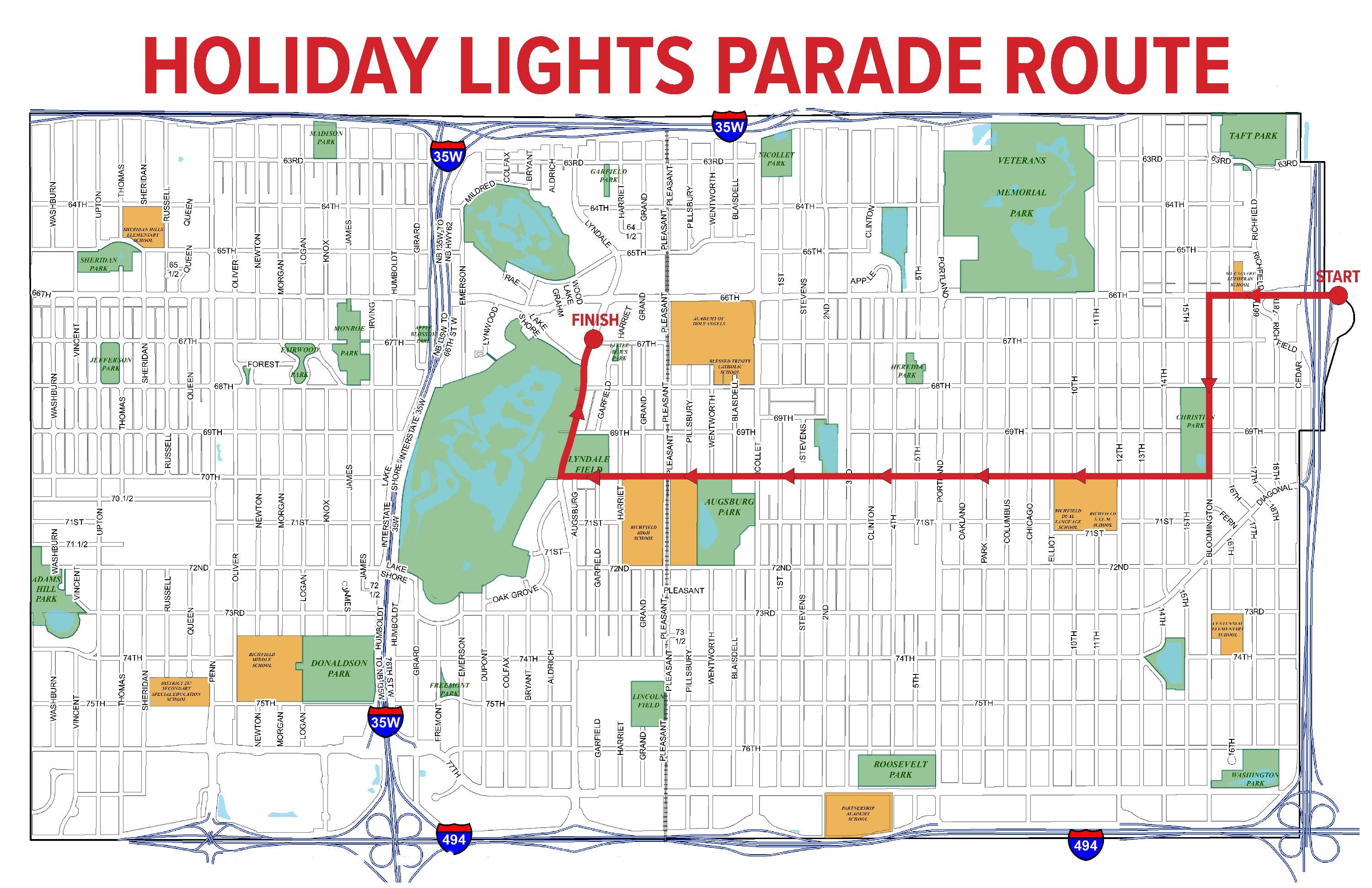 2021 Holiday Lights Parade Map